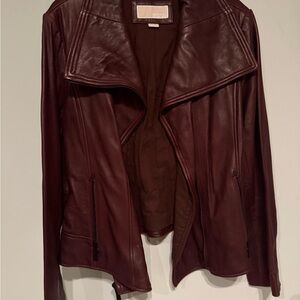 Michael Kors Deep Burgundy Leather Jacket